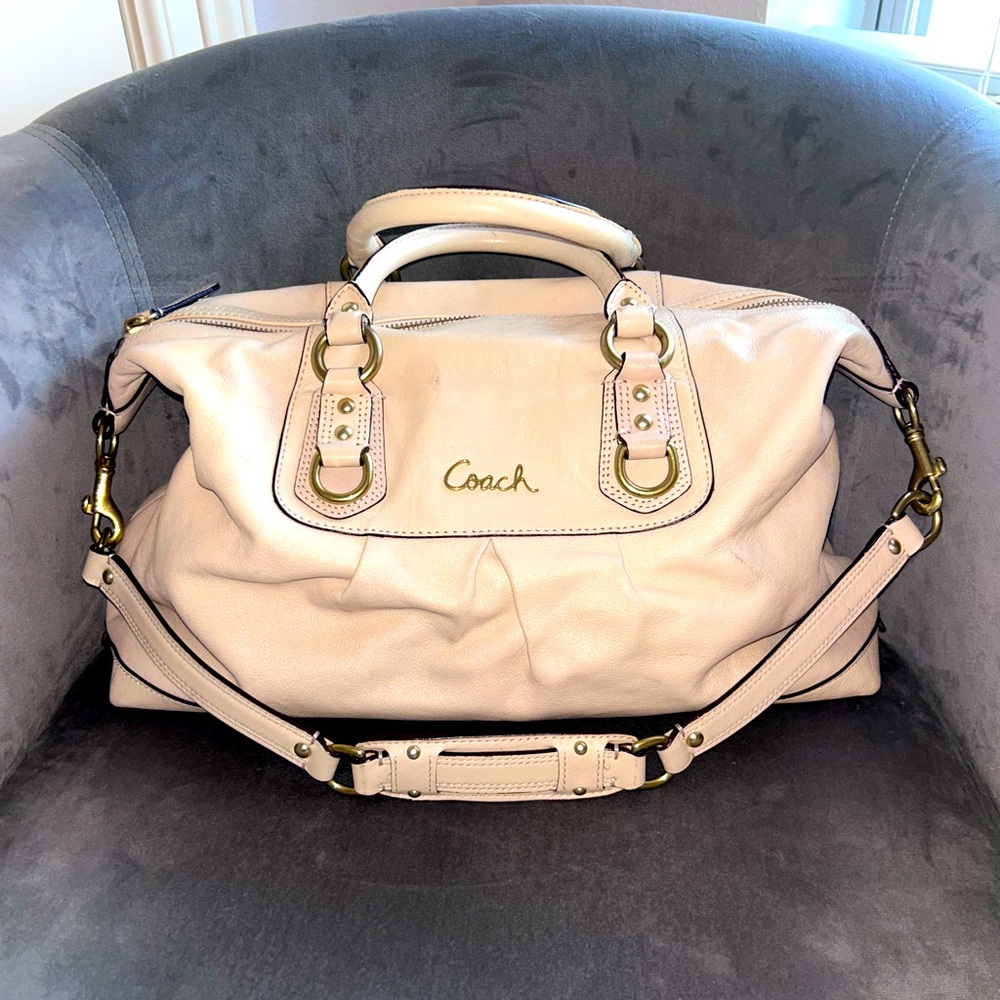 Coach Ashley cream satchel